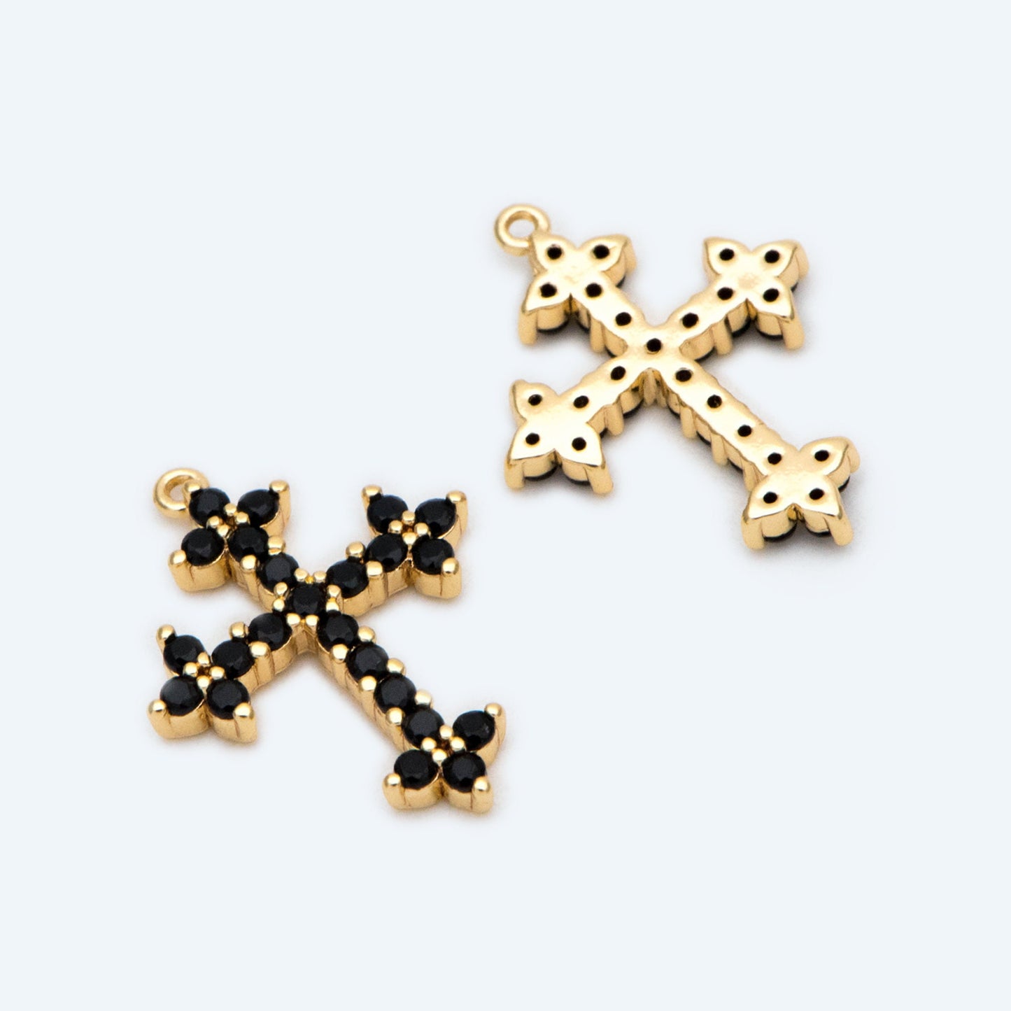 4pcs micro pave Cross Charm,16x12mm, Black CZ paved Cross Pendants (GB-2731-K)
