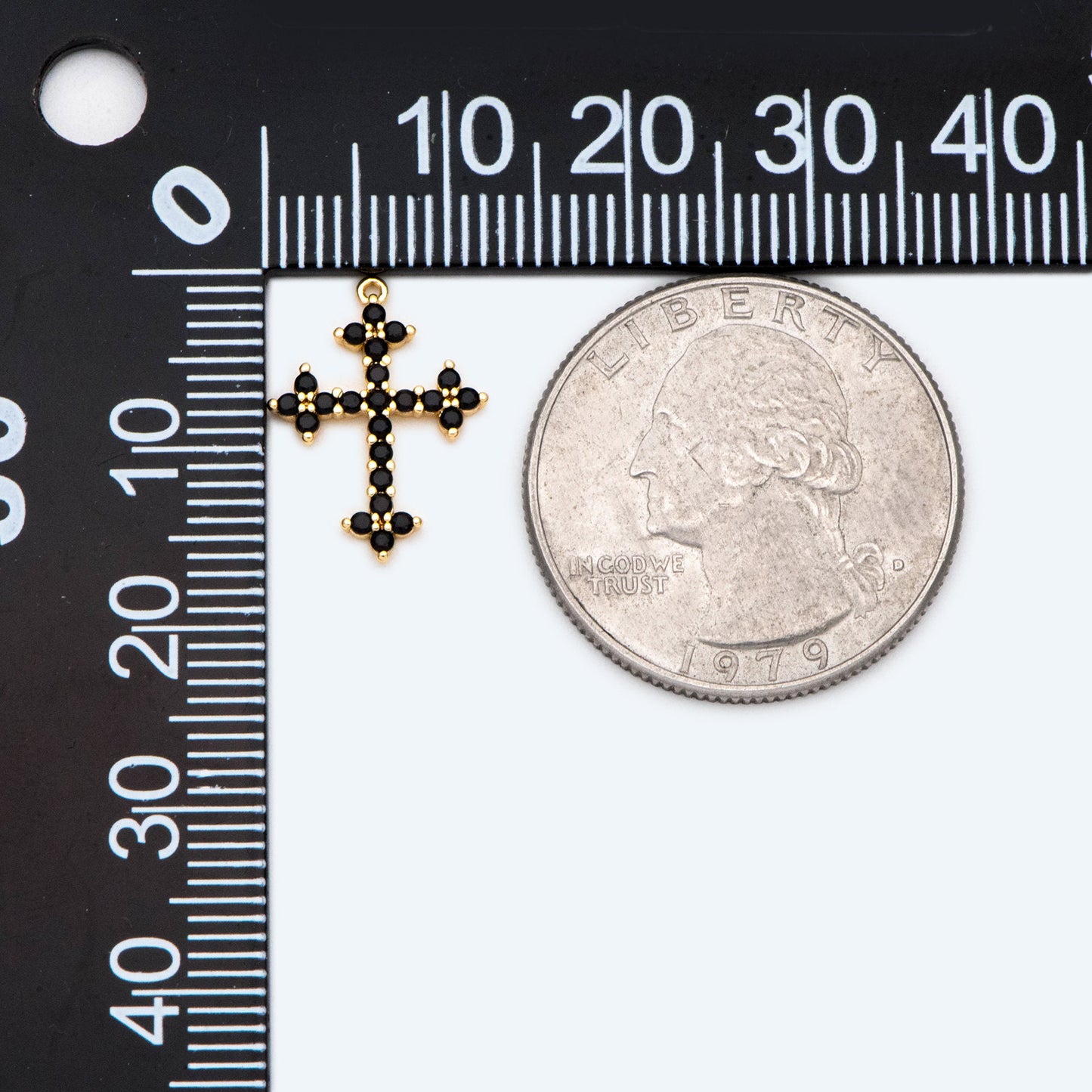 4pcs micro pave Cross Charm,16x12mm, Black CZ paved Cross Pendants (GB-2731-K)