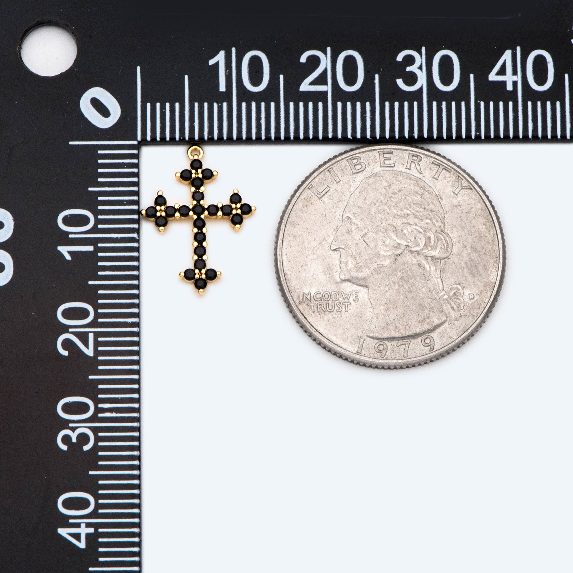 4pcs micro pave Cross Charm,16x12mm, Black CZ paved Cross Pendants (GB-2731-K)