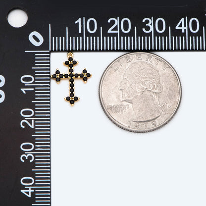 4pcs micro pave Cross Charm,16x12mm, Black CZ paved Cross Pendants (GB-2731-K)