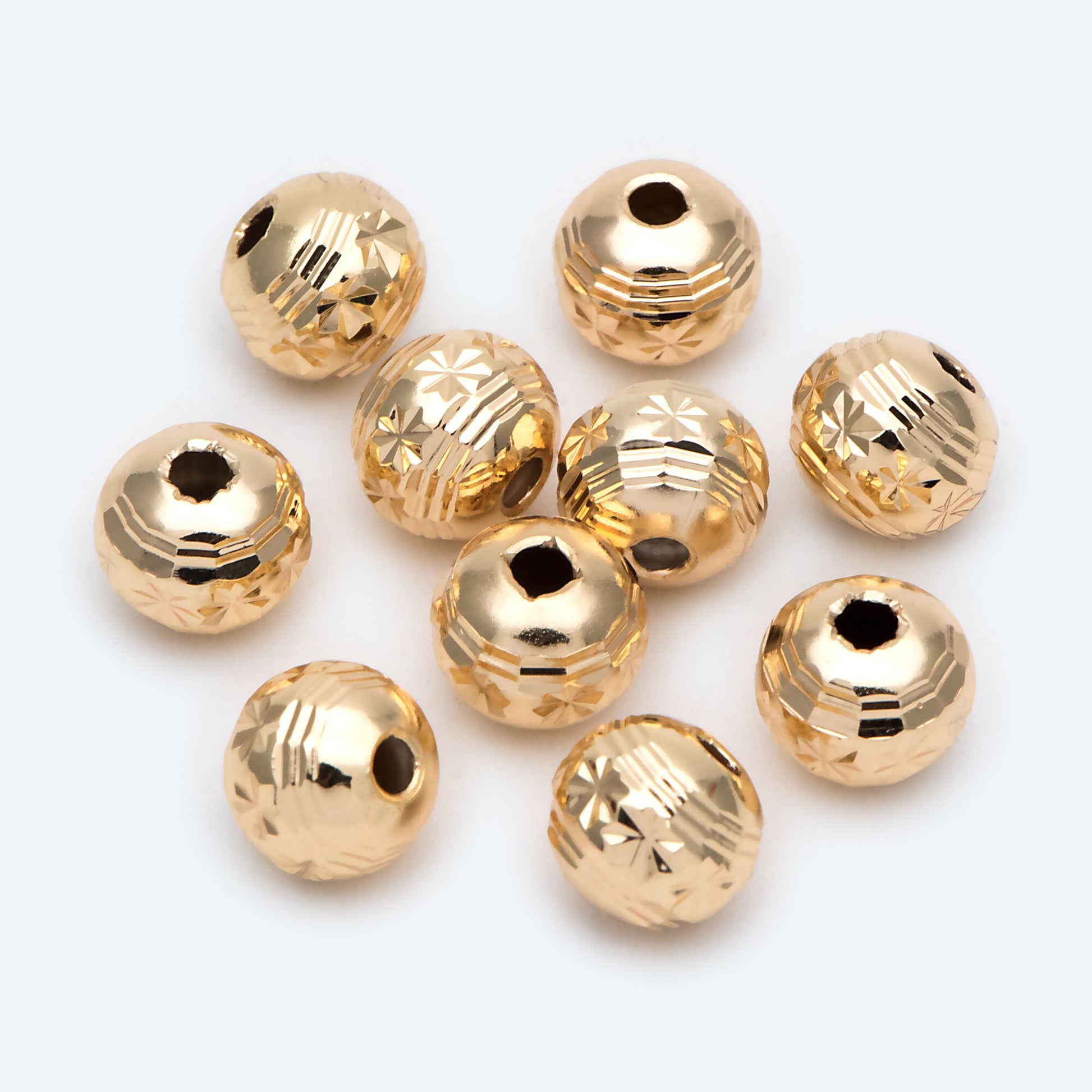 10pcs Gold Round Spacer Beads, 8mm, Jewelry Making, Diy Material, Jewelry Supplies (GB-2213)