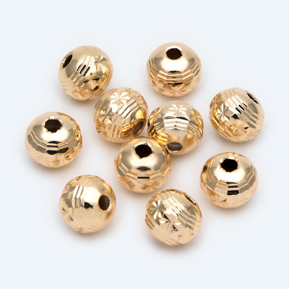 10pcs Gold Round Spacer Beads, 8mm, Jewelry Making, Diy Material, Jewelry Supplies (GB-2213)