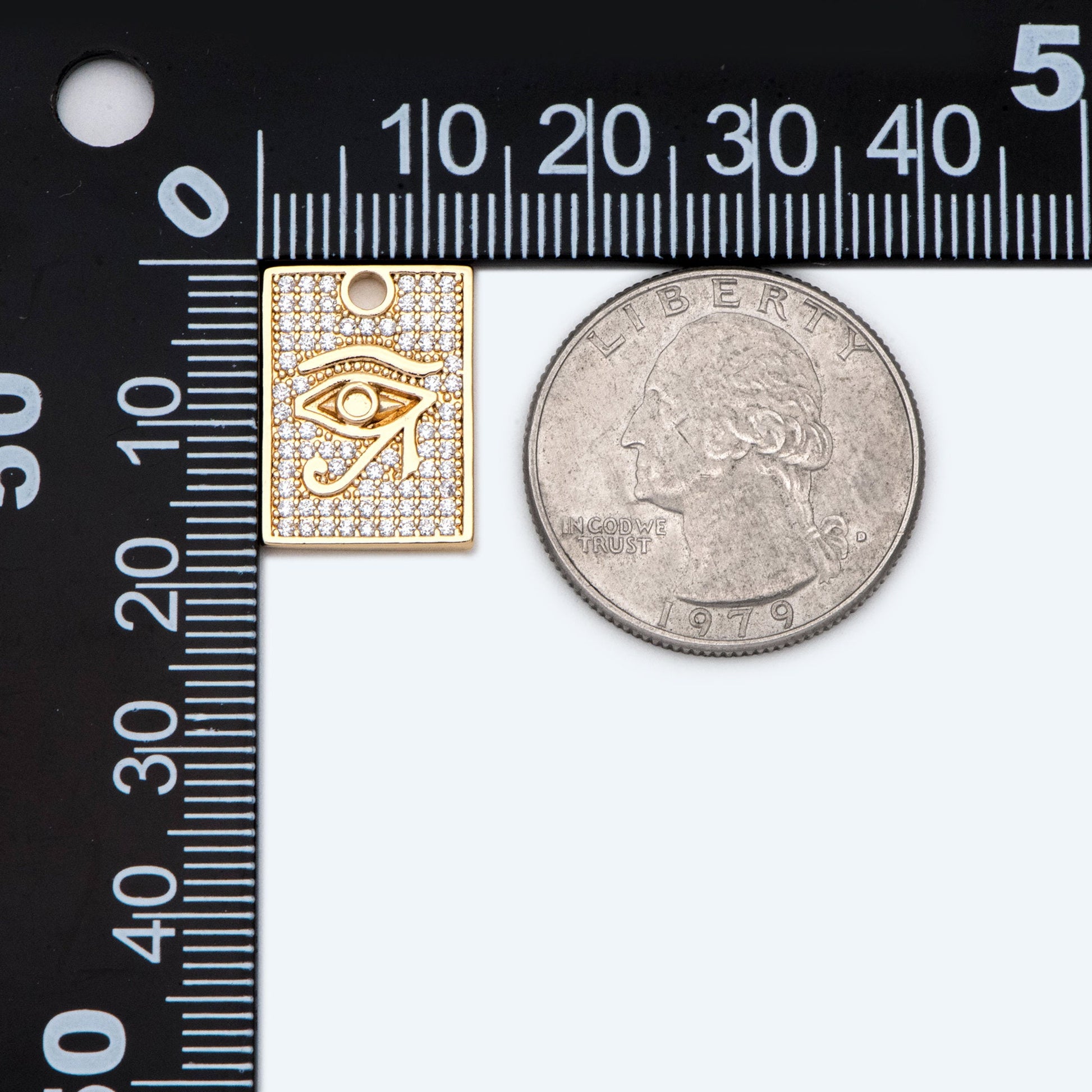 4pcs CZ Pave Evil Eye Rectangle Charm Pendant, Jewelry Making, Diy Material, Jewelry Supplies (GB-1527-D)