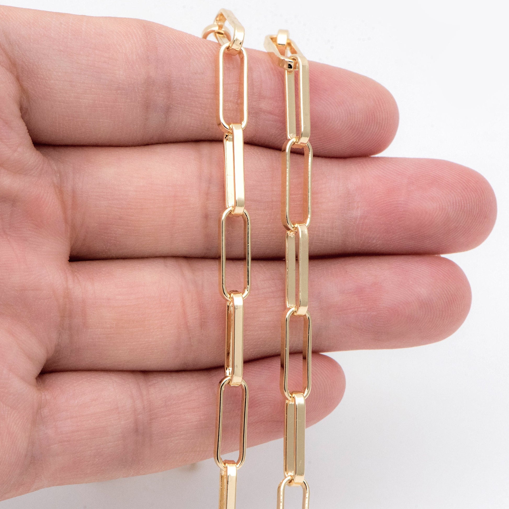 Gold/ Silver Long Oval Chains, Link Size 14.5x4.5mm, 18K Gold/ Rhodium plated Brass, Quality Craft Jewelry Supplies(#LK-475)/ 1 Meter=3.3 ft