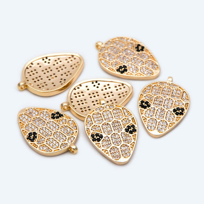 4pcs CZ Pave Gold ET Charm, Jewelry Making, Diy Material, Jewelry Supplies (GB-2278)