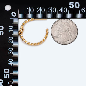 4pcs Gold Circle knot Earring Studs 25mm, 18K Gold plated Brass, Round Circle Earring (GB-2283)