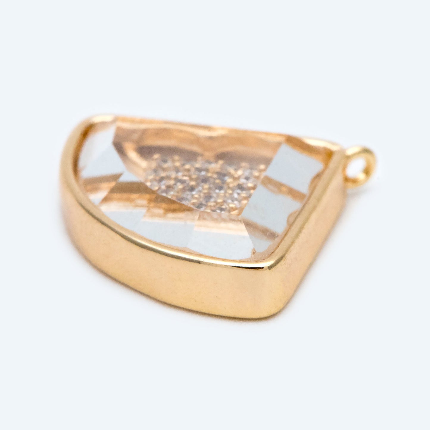 4pcs CZ Pave Gold Fan Shaped Charm, Earring Findings, Jewelry Making, Diy Material, Jewelry Supplies (GB-2238)