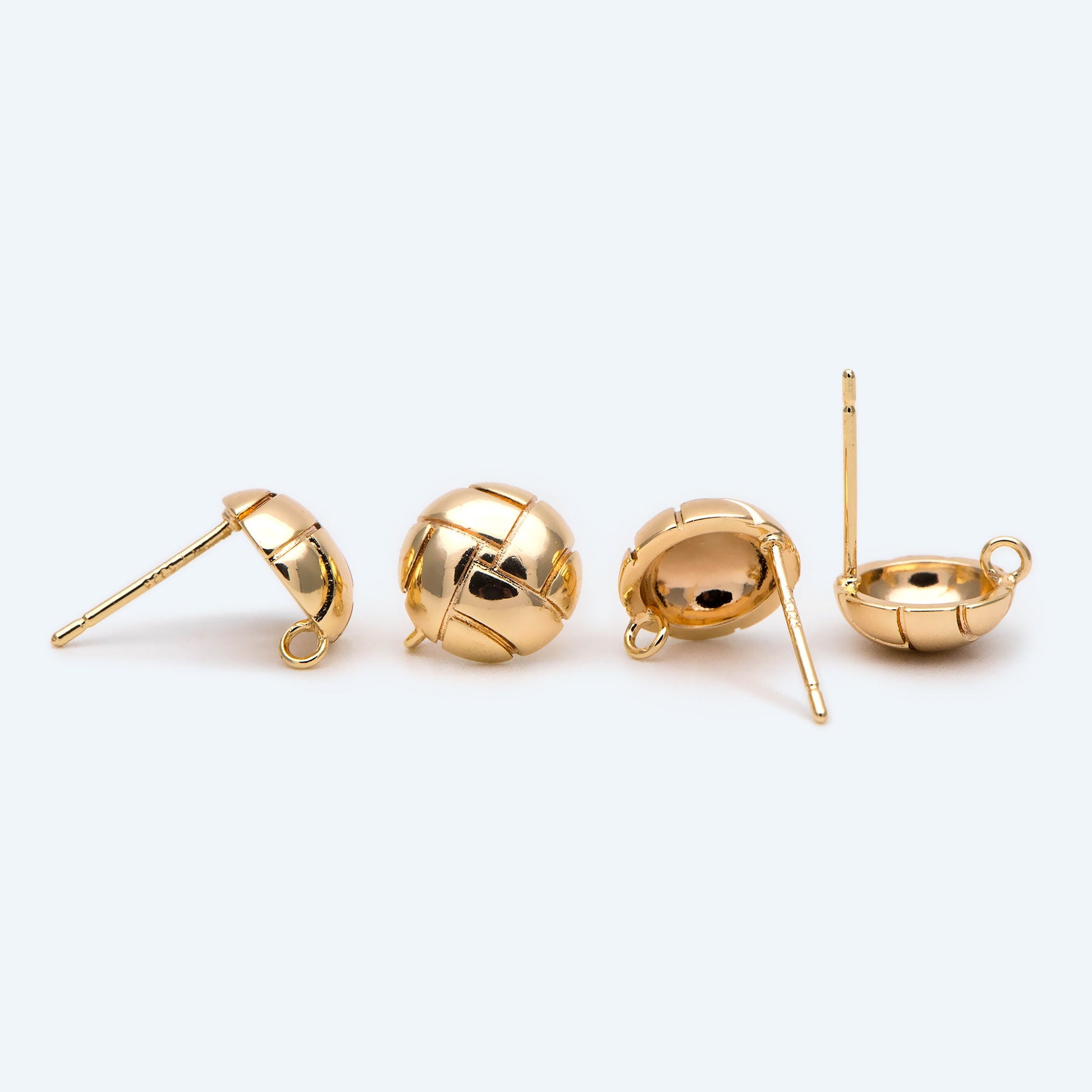 10pcs Gold Round Earring with Loop, 18K Gold plated Brass, Geometric Stud Earring Components (GB-2286)