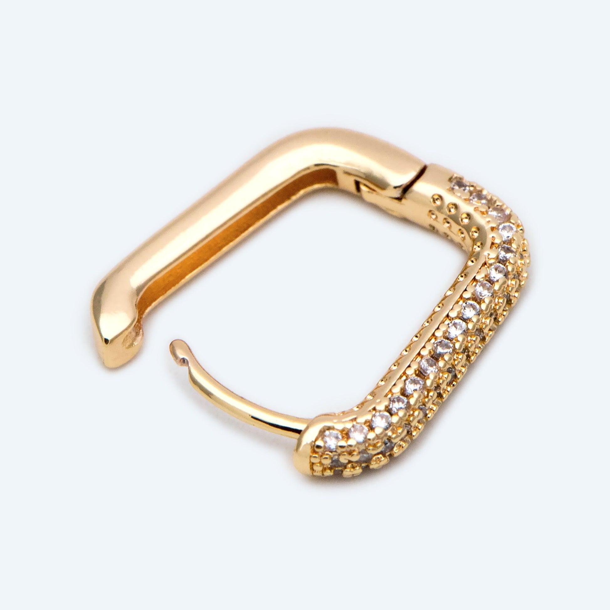 4pcs CZ Pave Gold Oval Leverback Ear Hooks, Gold plated on Brass, Earring Hoop Components (GB-2292)