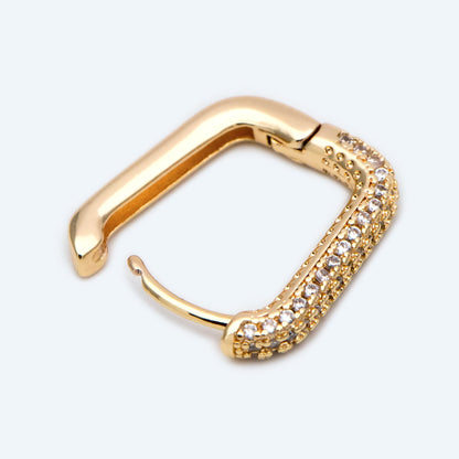 4pcs CZ Pave Gold Oval Leverback Ear Hooks, Gold plated on Brass, Earring Hoop Components (GB-2292)