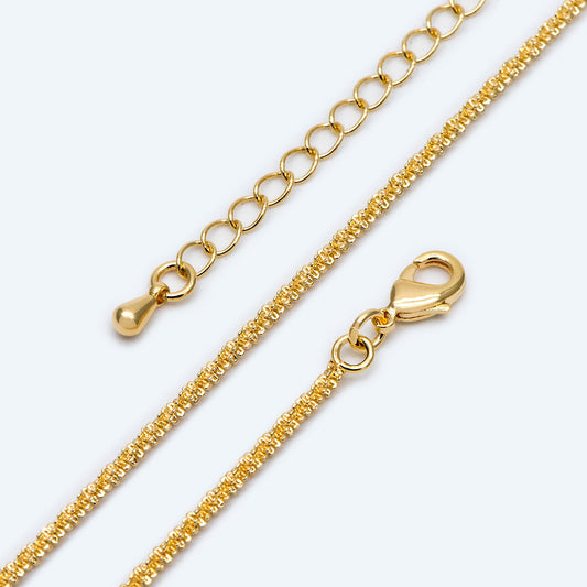 Gold plated Brass Chain Necklaces 1.5mm, Finished Necklace with Extender Chain, Ready to Wear 16-18 Inch Adjustable (#LK-479)
