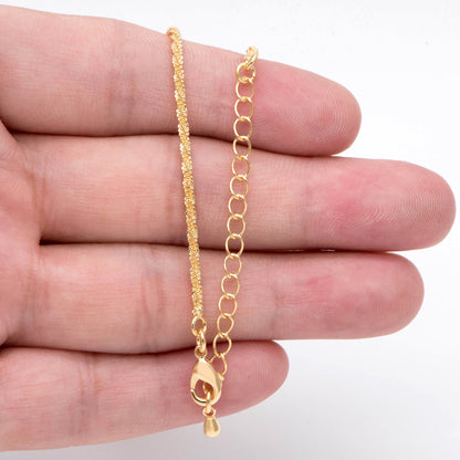 Gold plated Brass Chain Necklaces 1.5mm, Finished Necklace with Extender Chain, Ready to Wear 16-18 Inch Adjustable (#LK-479)