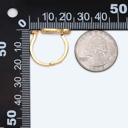 4pcs CZ Pave Gold Scissor Ring With Peg For Pearls Beads, Ring Finding (#GB-2247)