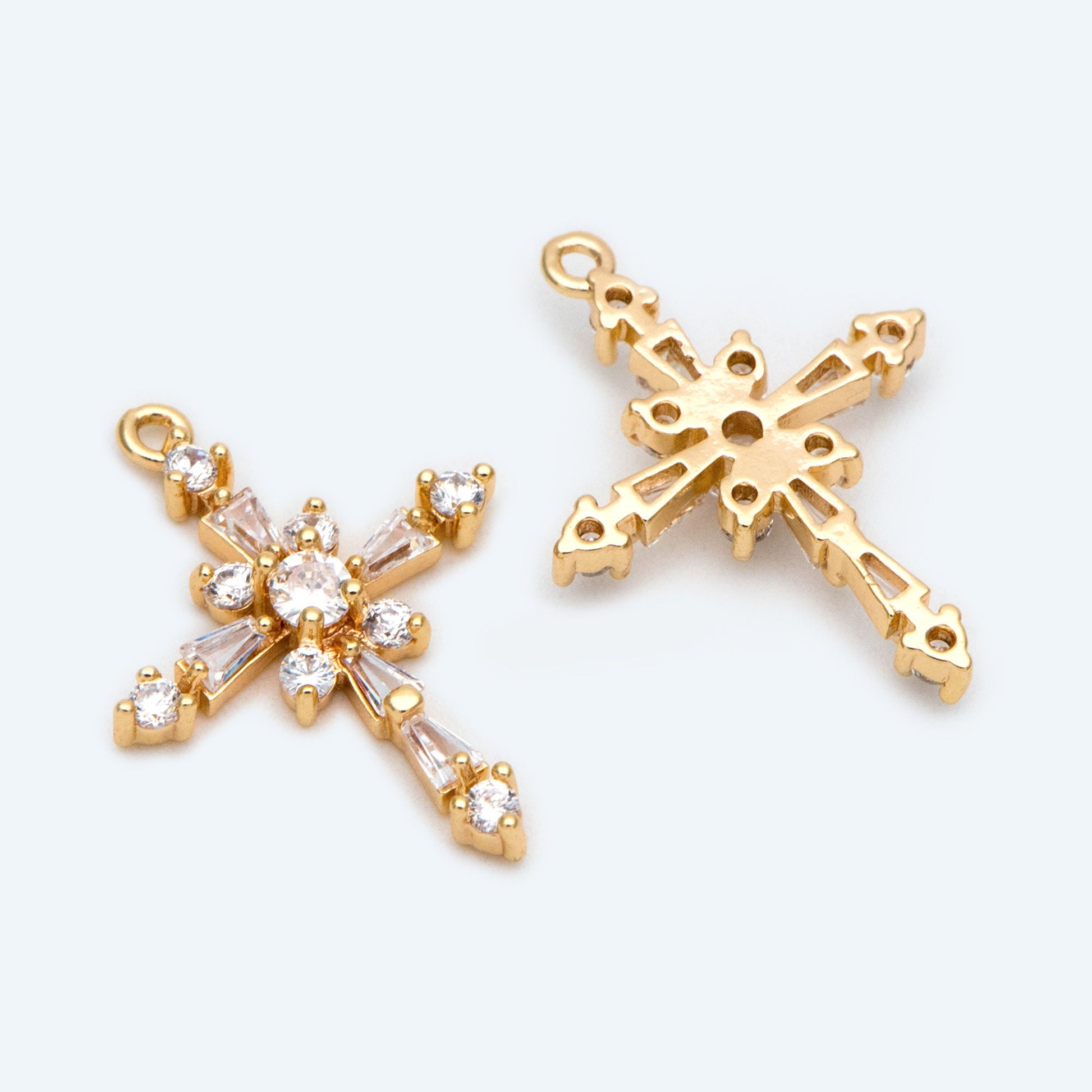 4pcs Cubic Cross Pendant, CZ Pendant, Jesus Pendant, Earrings pendant, Bracelet Charm, Necklace Pendant (GB-2731-G)
