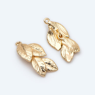10pcs Gold Plated Leaf Charm: Jewelry Making Pendant Supplies (GB-214-H)