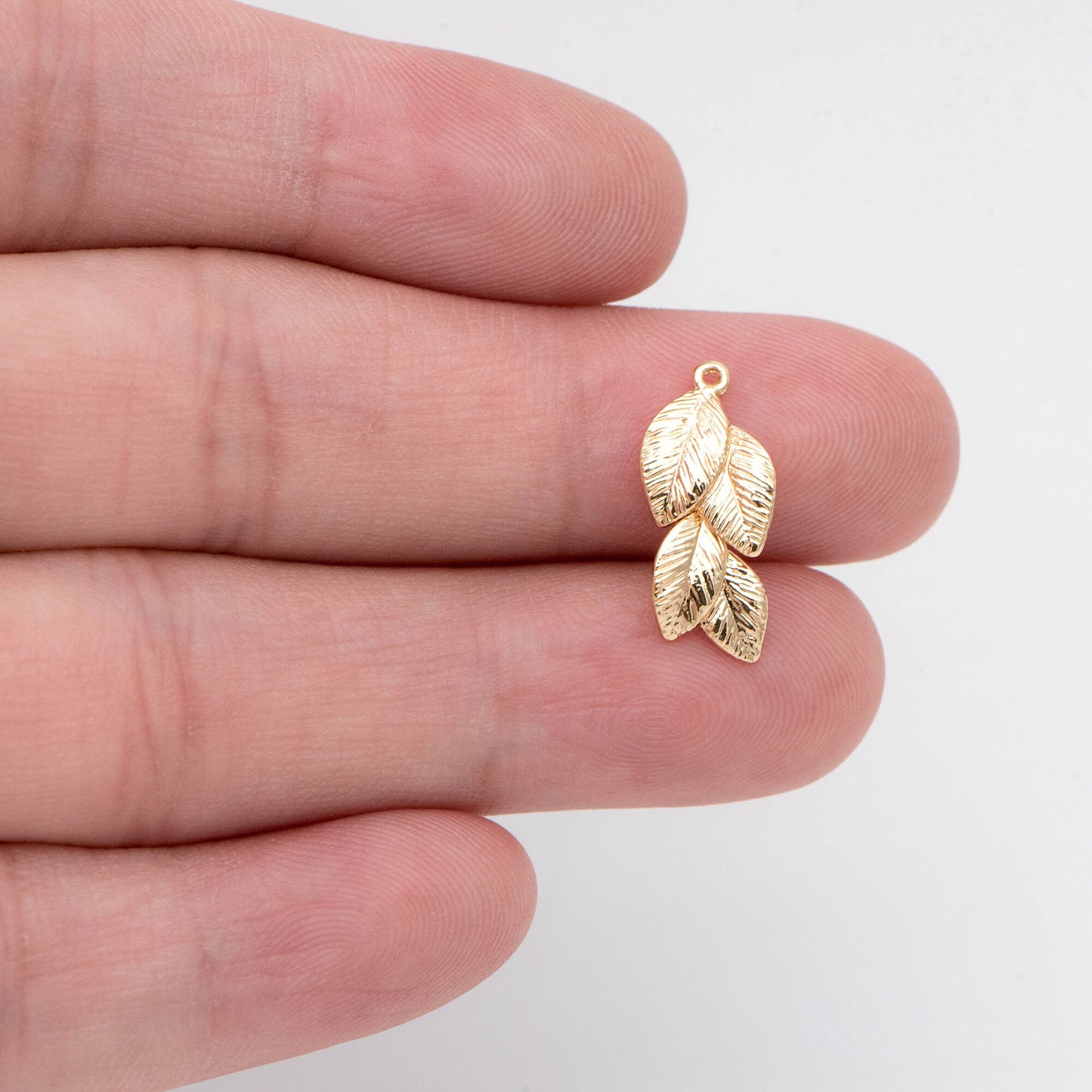 10pcs Gold Plated Leaf Charm: Jewelry Making Pendant Supplies (GB-214-H)