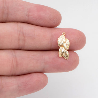 10pcs Gold Plated Leaf Charm: Jewelry Making Pendant Supplies (GB-214-H)