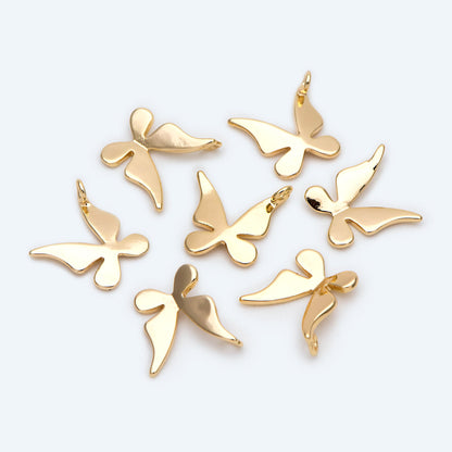 10pcs Tiny Gold Butterfly Charms Pendants 13x12mm, Jewelry Findings, Wholesale Supplies (GB-2255)