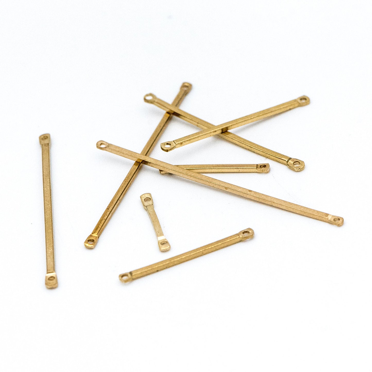 50pcs Raw Brass Bar Pendant, Yellow Brass Bar Charm Connectors, 15-50mm Long by 1.2mm Thick (RB-172)