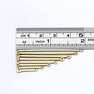 50pcs Raw Brass Bar Pendant, Yellow Brass Bar Charm Connectors, 15-50mm Long by 1.2mm Thick (RB-172)