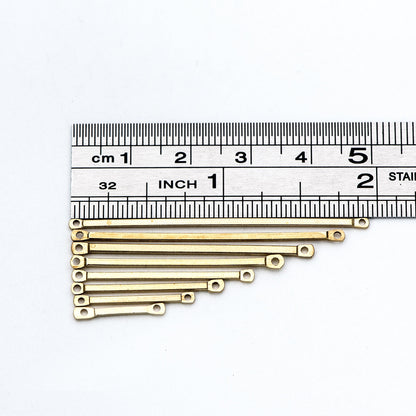 50pcs Raw Brass Bar Pendant, Yellow Brass Bar Charm Connectors, 15-50mm Long by 1.2mm Thick (RB-172)