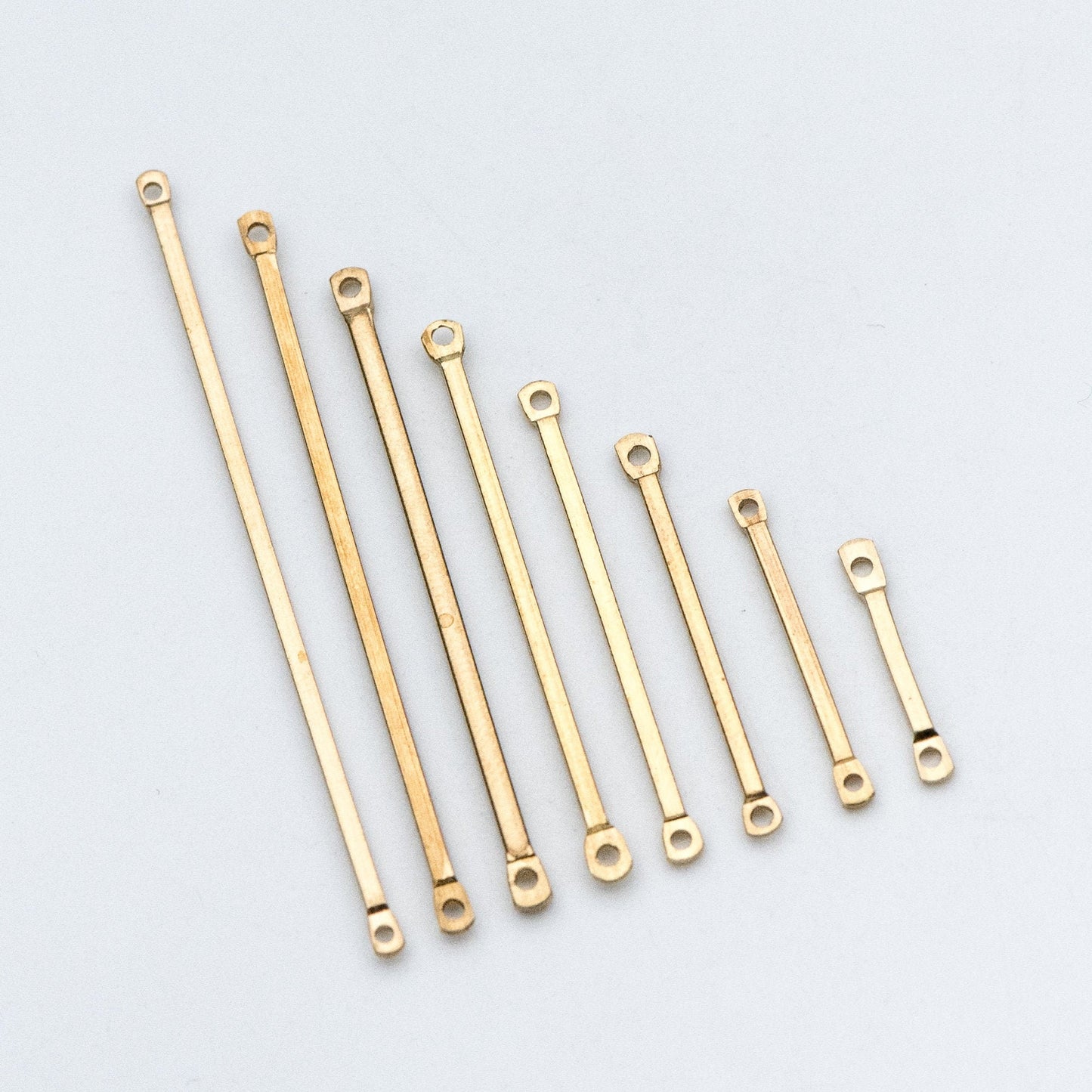 50pcs Raw Brass Bar Pendant, Yellow Brass Bar Charm Connectors, 15-50mm Long by 1.2mm Thick (RB-172)