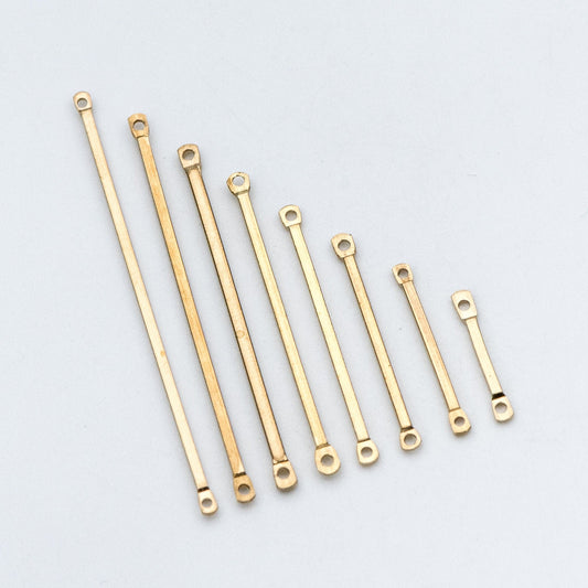 50pcs Raw Brass Bar Pendant, Yellow Brass Bar Charm Connectors, 15-50mm Long by 1.2mm Thick (RB-172)
