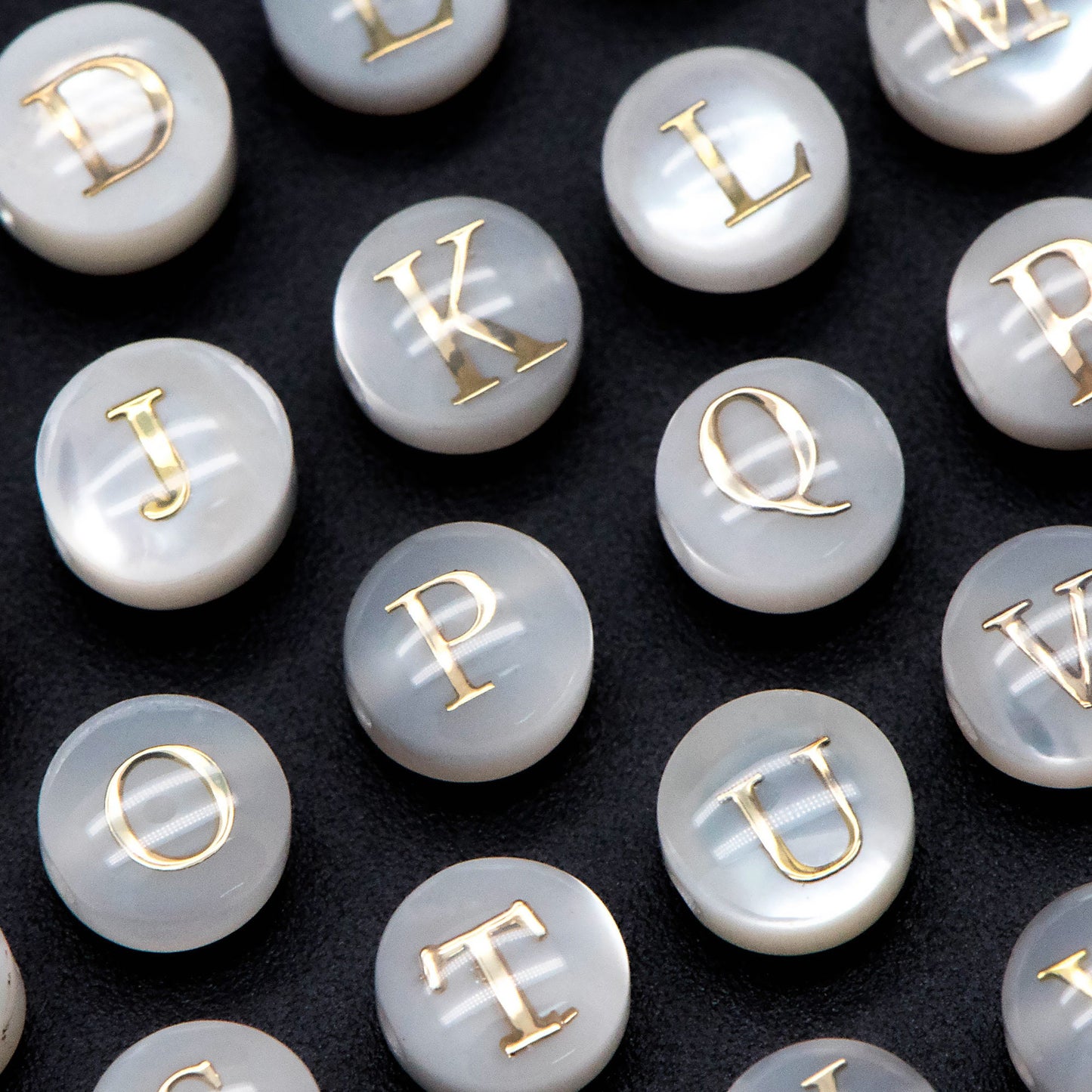 6mm Shell Alphabet Beads, English Letter Beads, Round Coin Letter Charms, Personalized Initial Charms, You Choose Letter (V1378)