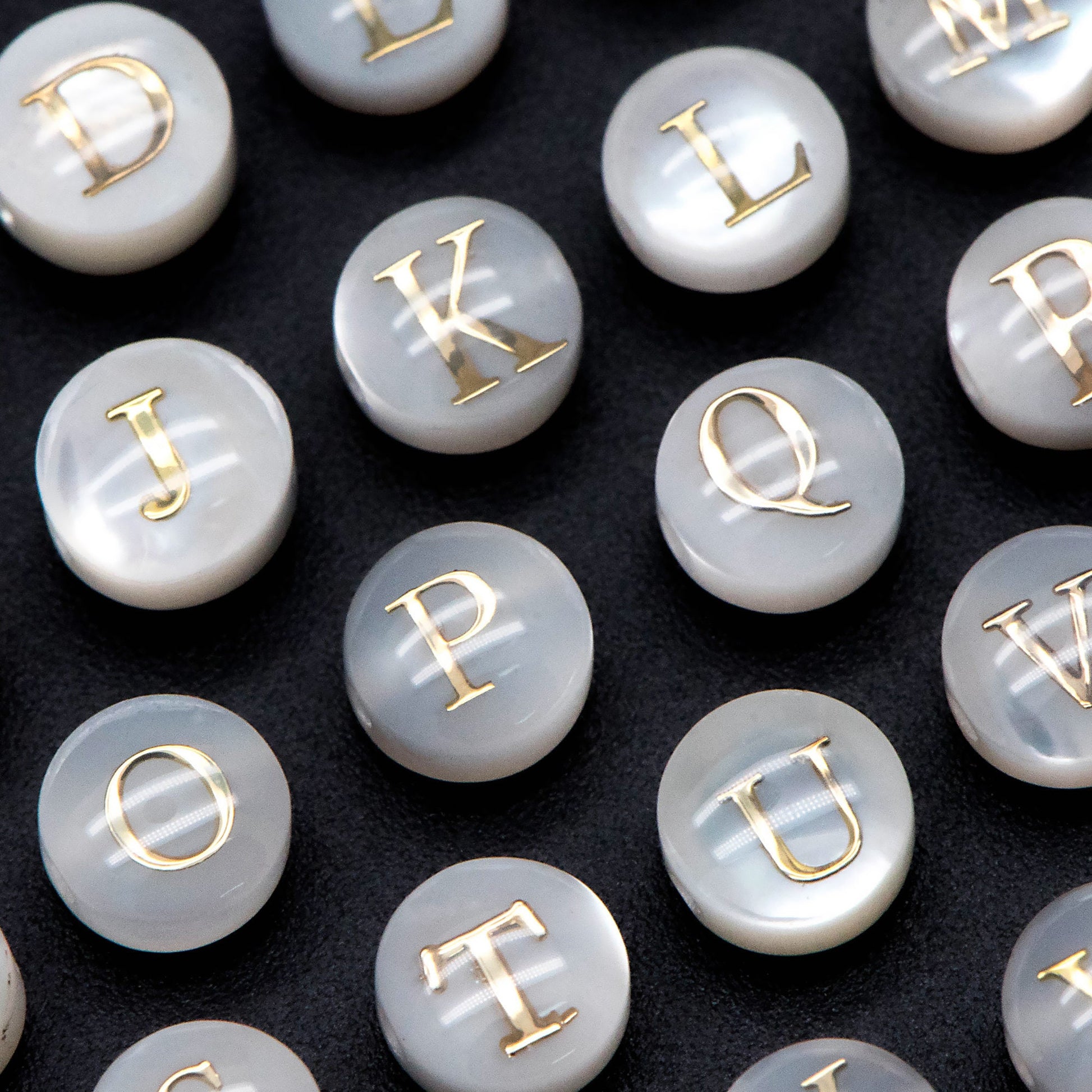 6mm Shell Alphabet Beads, English Letter Beads, Round Coin Letter Charms, Personalized Initial Charms, You Choose Letter (V1378)