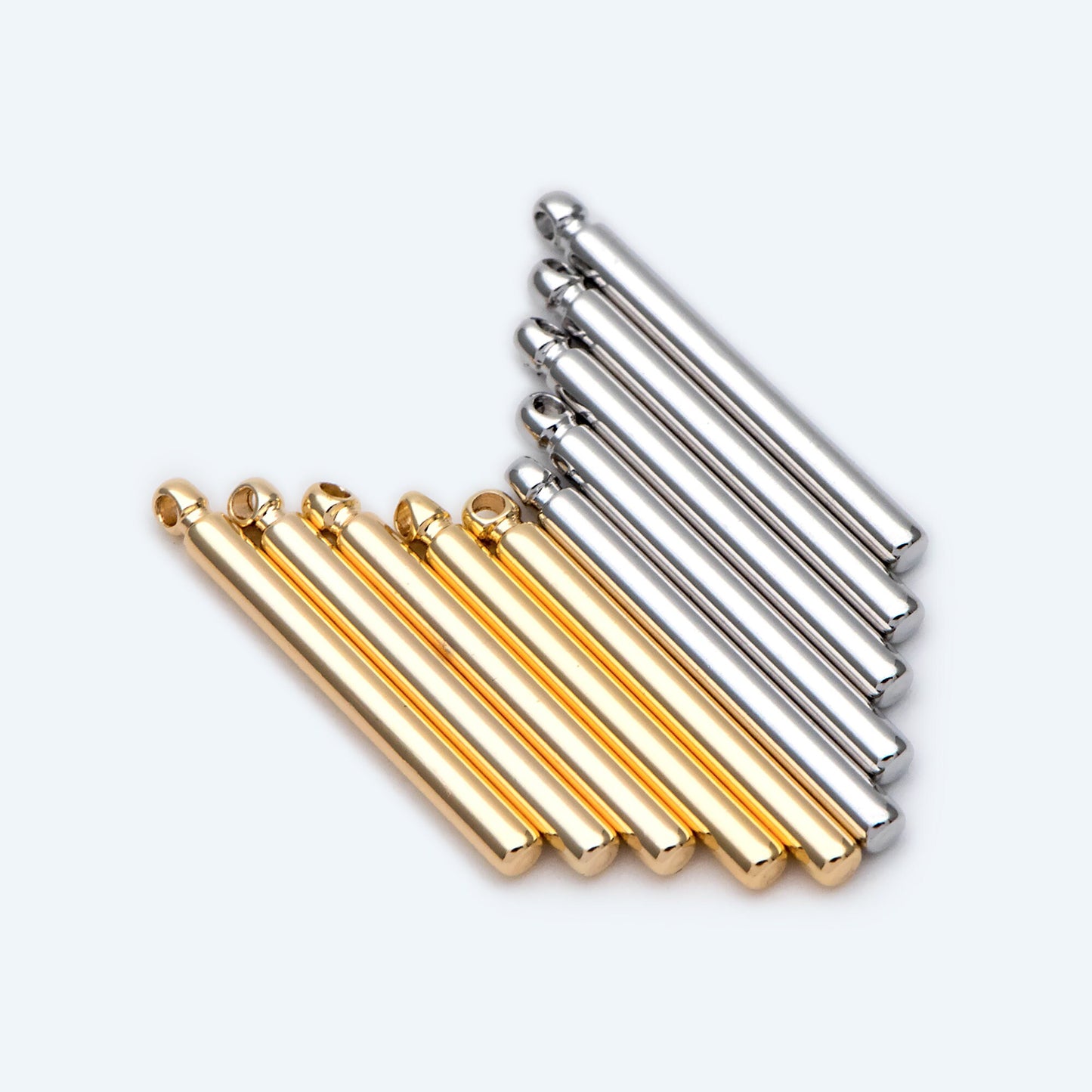 10pcs Gold/ Silver/ Rose Gold Tube Charms 20x2mm, Gold/ Rhodium/ Rose Gold plated Brass Bar Stick Pendants (GB-270)