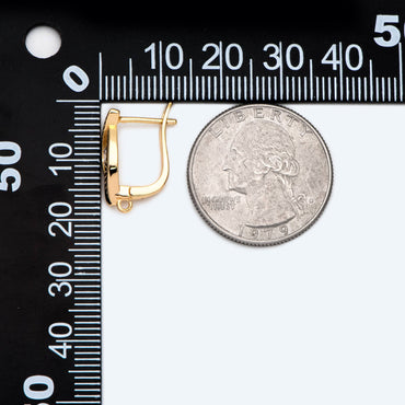 4pcs CZ Pave Gold Click-in Style Leverback Earring with Loop, Earring Finding Wholesale (GB-3904-E)