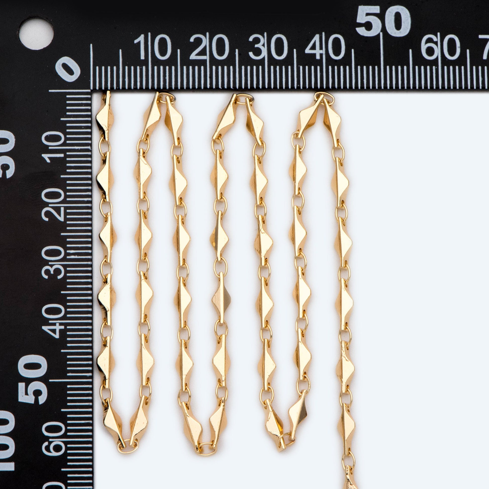 Gold plated Brass Bar Link Chain 2.8mm, 18K Gold plated Brass Chains, Necklace Supplies Wholesale (#LK-480)/ 1 meter=3.3 ft
