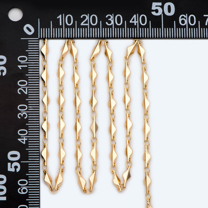 Gold plated Brass Bar Link Chain 2.8mm, 18K Gold plated Brass Chains, Necklace Supplies Wholesale (#LK-480)/ 1 meter=3.3 ft