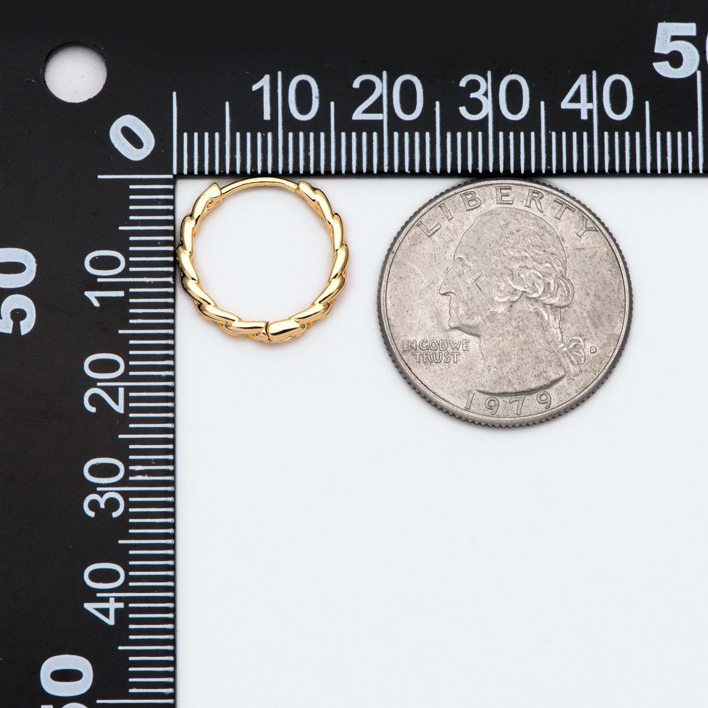 4pcs Gold Hoop Earrings, 16mm, Gold Huggie Earrings, Gold Chain Earrings (GB-3020-D)