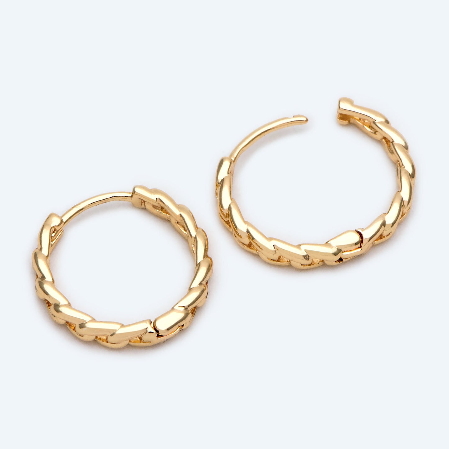 4pcs Gold Hoop Earrings, 16mm, Gold Huggie Earrings, Gold Chain Earrings (GB-3020-D)