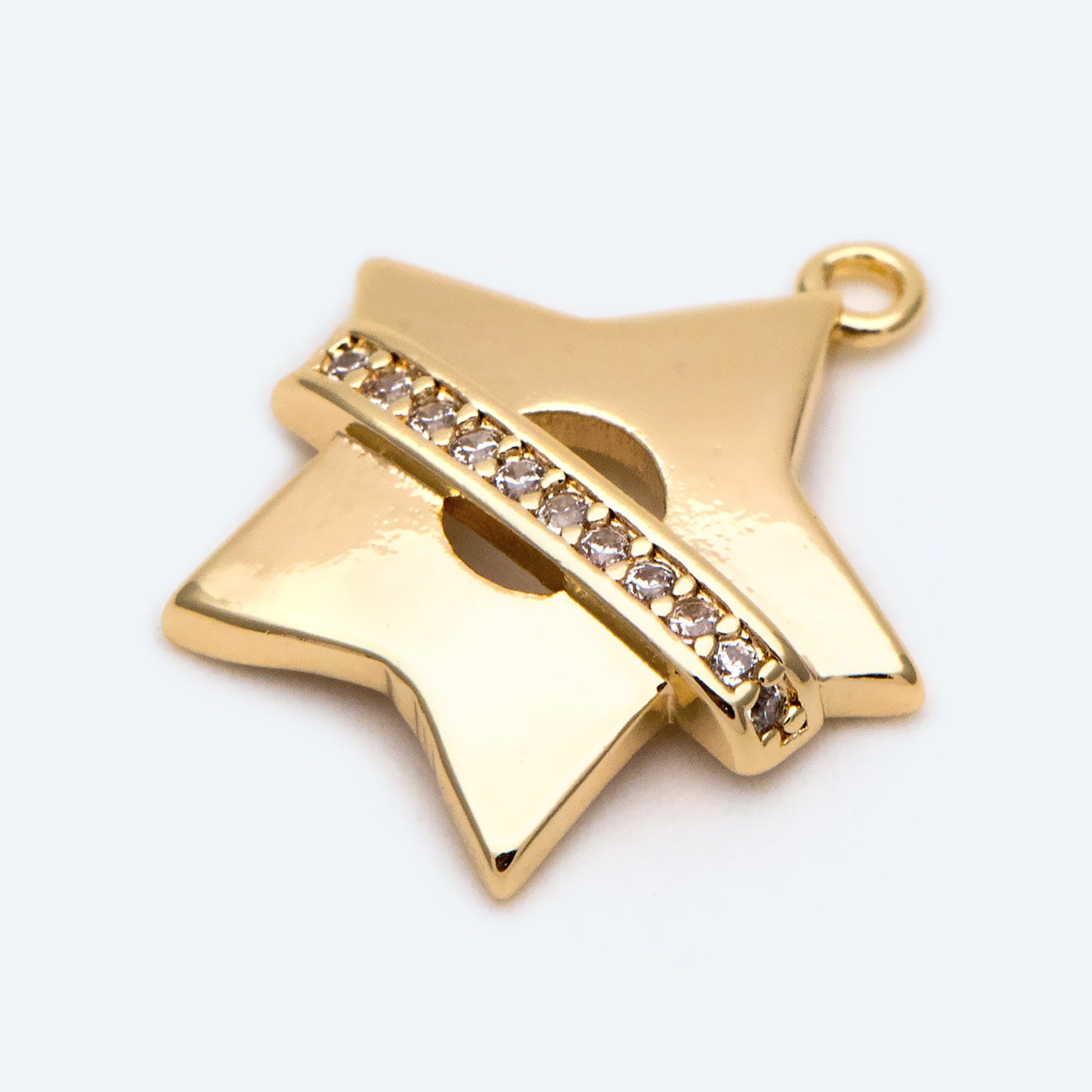 4pcs CZ pave Star Charms, Gold Star Pendants for Necklace/ Earrings, Jewelry Making Supplies, DIY Material Wholesale (GB-2900-J)