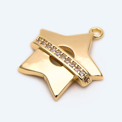 4pcs CZ pave Star Charms, Gold Star Pendants for Necklace/ Earrings, Jewelry Making Supplies, DIY Material Wholesale (GB-2900-J)