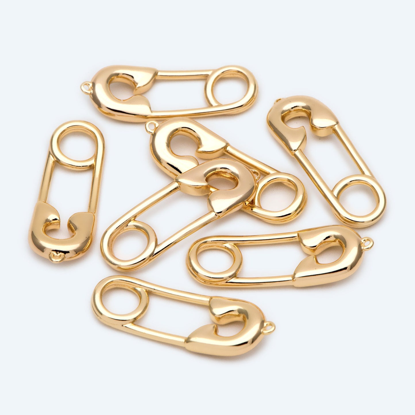 4pcs Gold Safety Pin Connectors 31x11mm, Safety Pin Pendants, 18K Gold Plated Brass Charms (GB-1827-D)