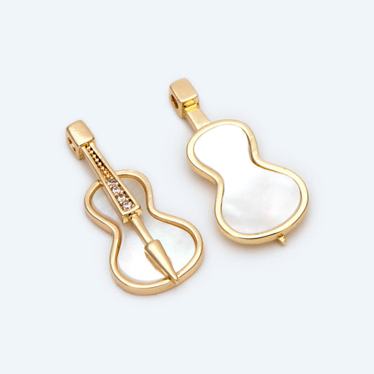 4 pieces Gold plated Violoncello Charms, Viola Musical Instrument Pendants (GB-2368)