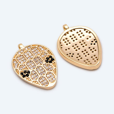 4pcs CZ Pave Gold ET Charm, Jewelry Making, Diy Material, Jewelry Supplies (GB-2278)