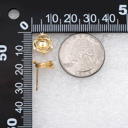 4pcs Gold/ Silver Stud Earring Findings, Pearl Peg Earring Mounts,Half Drilled Pearl Post Earring Settings (GB-2284)