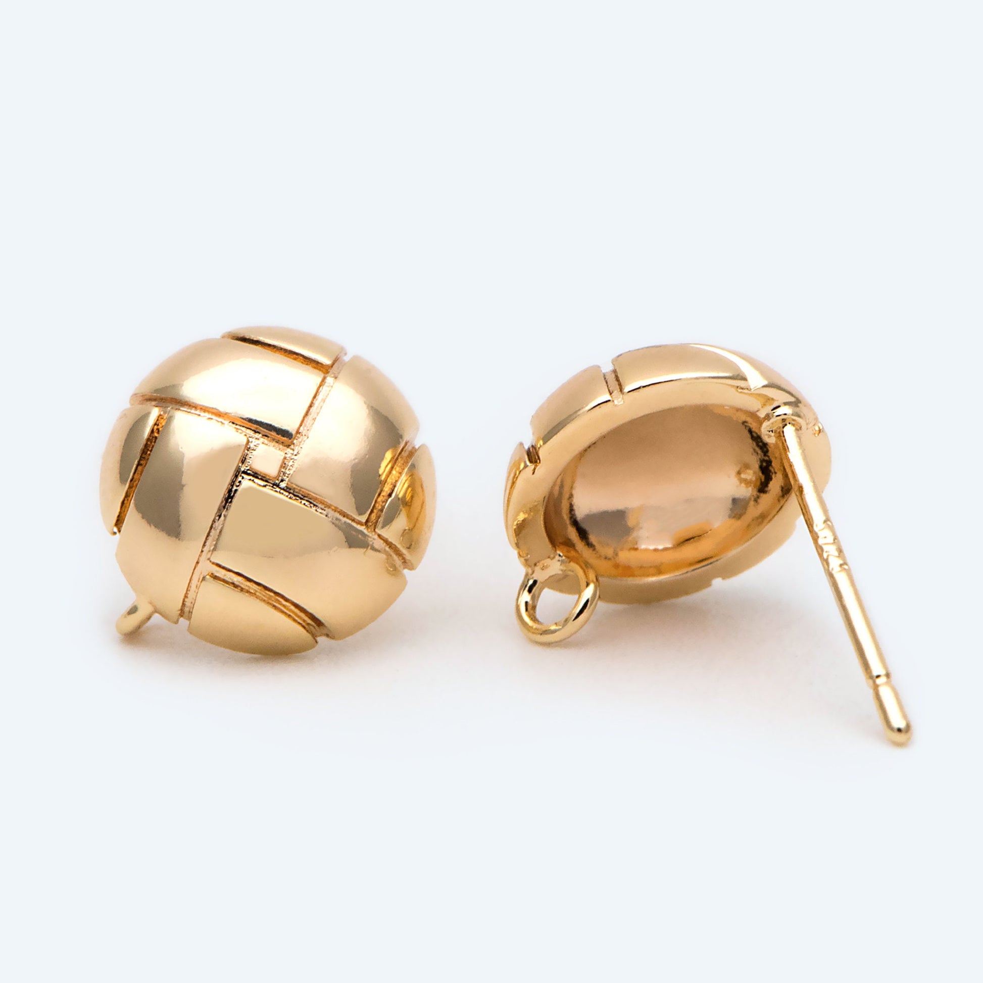 10pcs Gold Round Earring with Loop, 18K Gold plated Brass, Geometric Stud Earring Components (GB-2286)