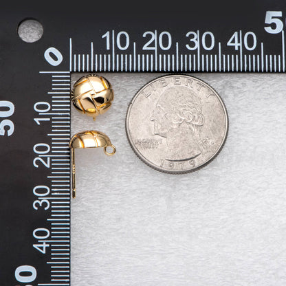 10pcs Gold Round Earring with Loop, 18K Gold plated Brass, Geometric Stud Earring Components (GB-2286)