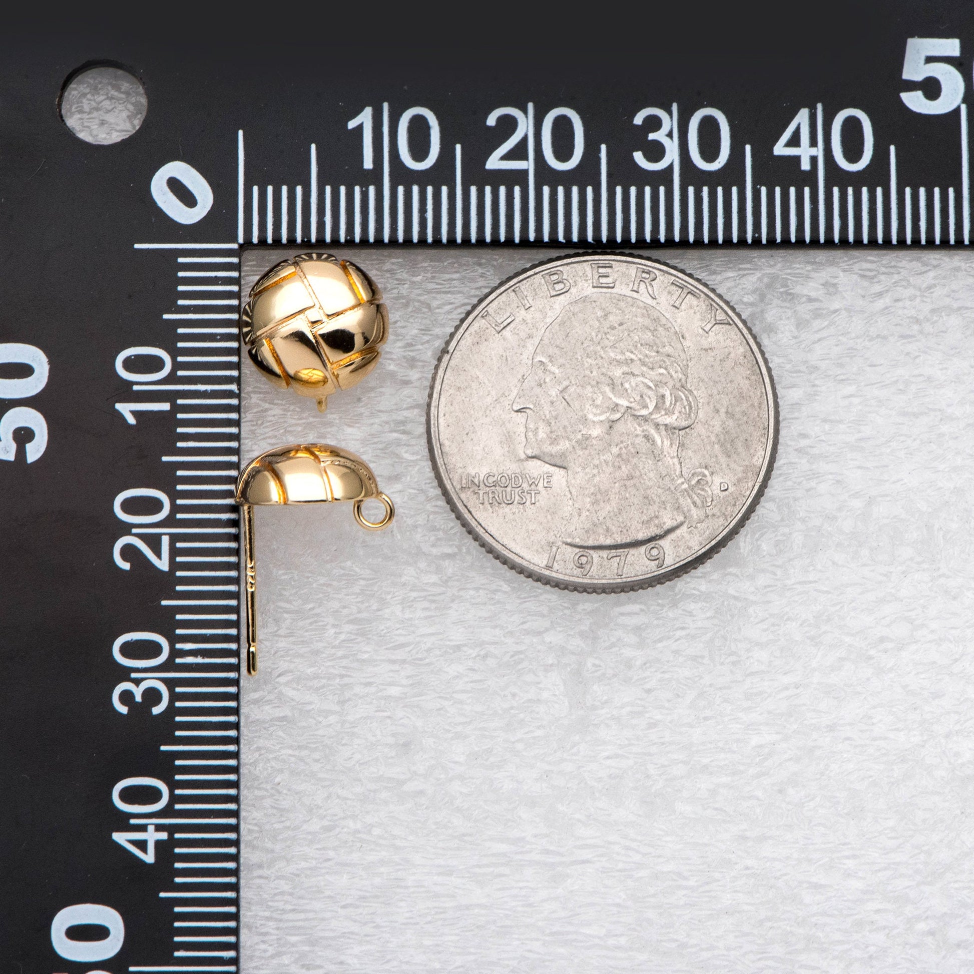 10pcs Gold Round Earring with Loop, 18K Gold plated Brass, Geometric Stud Earring Components (GB-2286)