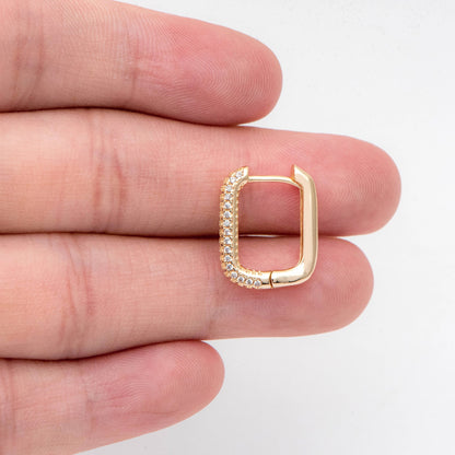 4pcs CZ Pave Gold Oval Leverback Ear Hooks, Gold plated on Brass, Earring Hoop Components (GB-2292)