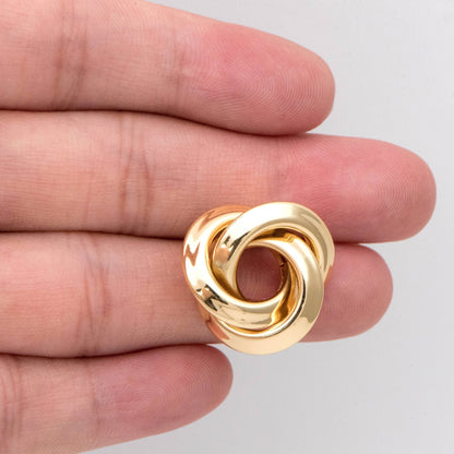 4pcs Gold Knot Earrings, Minimalist Stud Earrings, Circle Flower Ear Posts 21mm (GB-2365)