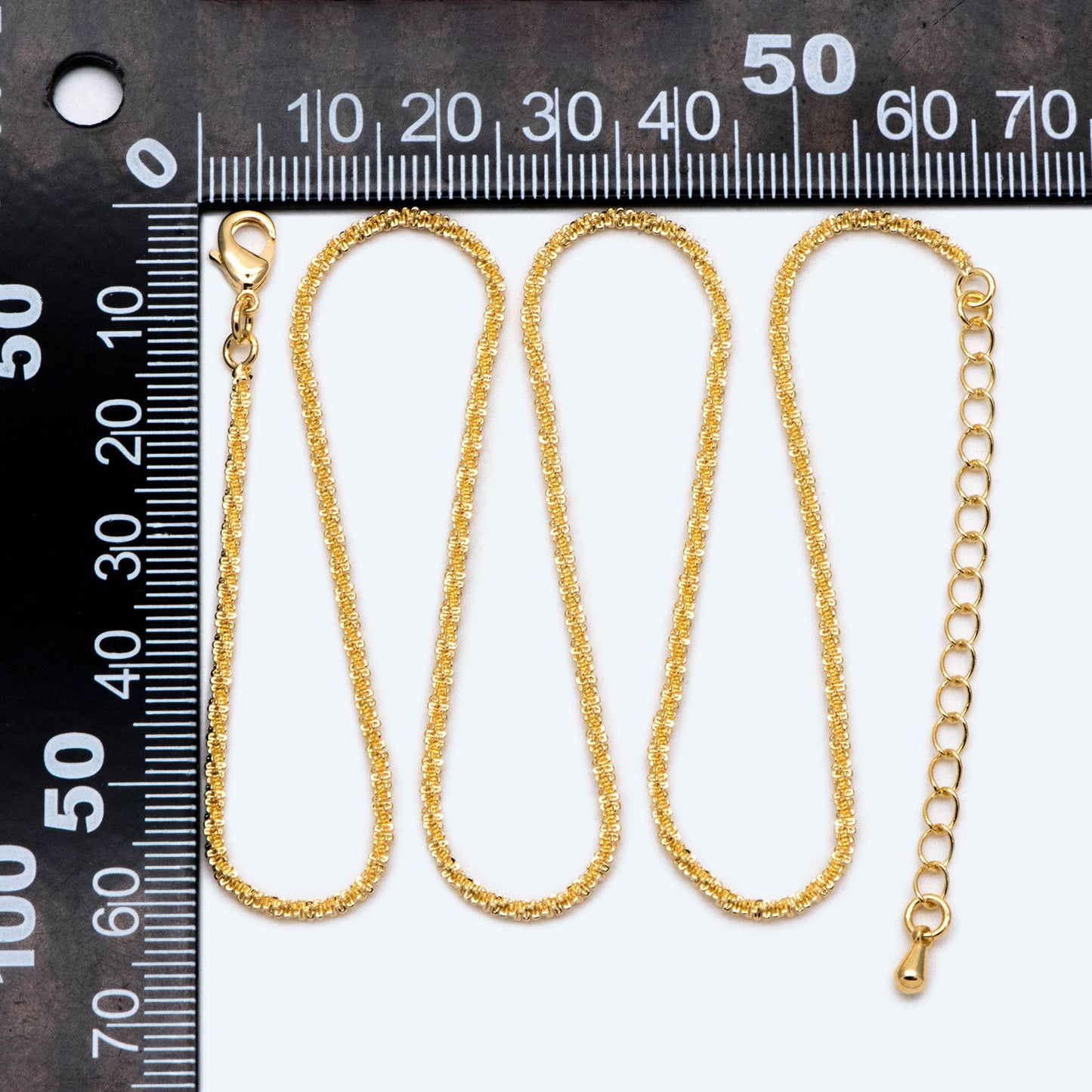 Gold plated Brass Chain Necklaces 1.5mm, Finished Necklace with Extender Chain, Ready to Wear 16-18 Inch Adjustable (#LK-479)