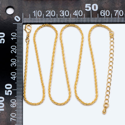 Gold plated Brass Chain Necklaces 1.5mm, Finished Necklace with Extender Chain, Ready to Wear 16-18 Inch Adjustable (#LK-479)