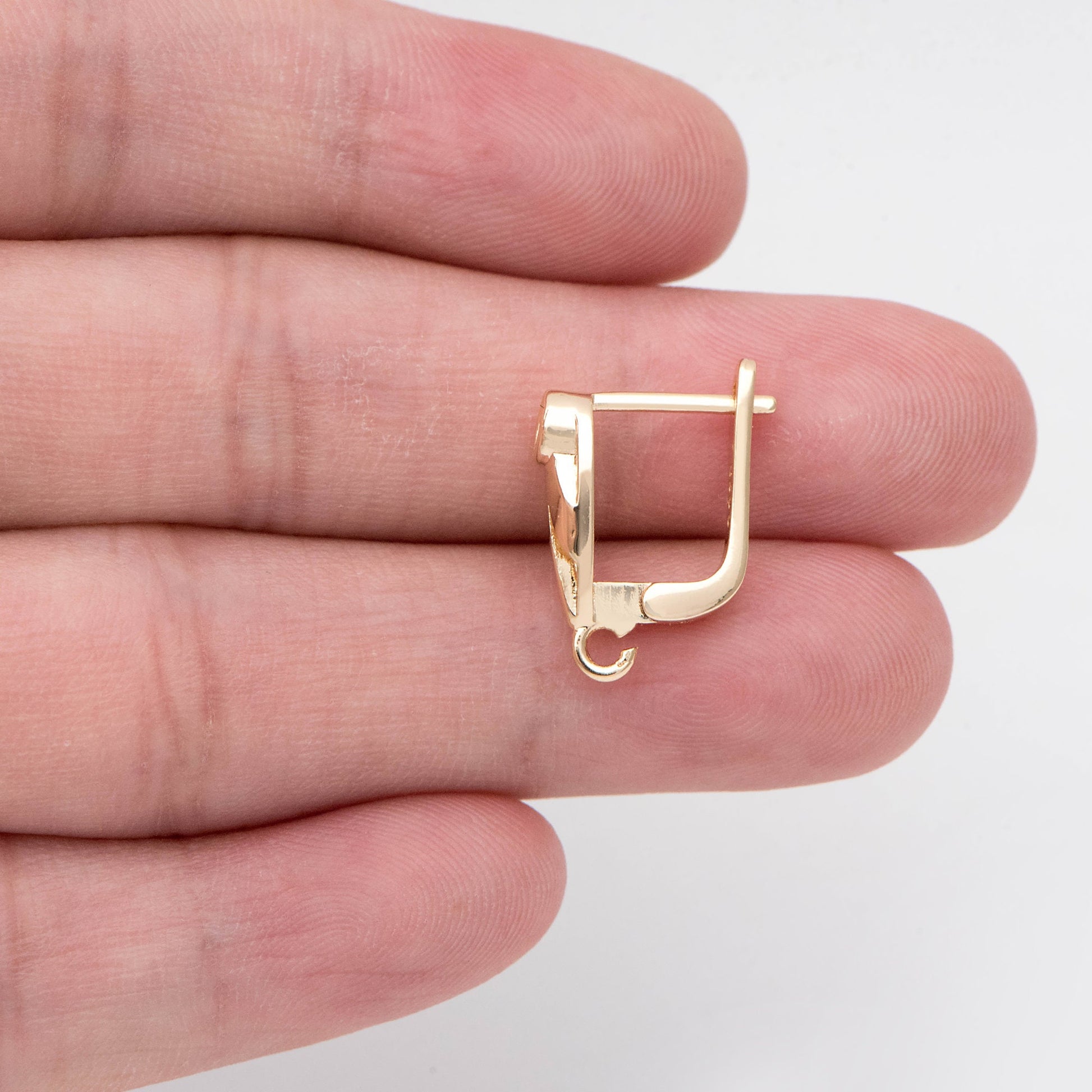 4pcs CZ Pave Gold Click-in Style Leverback Earring, Earring Findings (GB-3904-C)