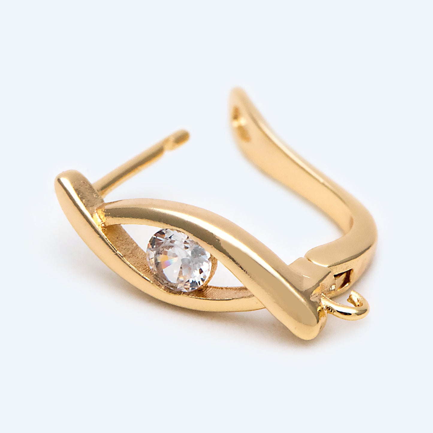 4pcs CZ Pave Gold Click-in Style Leverback Earring with Loop, Earring Finding Wholesale (GB-3904-E)